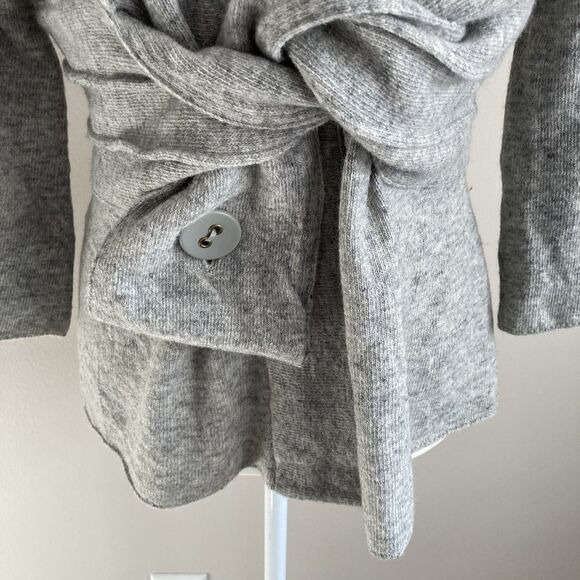 Anthropologie Robin Origami Gray Criss Cross Wool Cardigan Sweater Estimated S/M - Picture 6 of 11